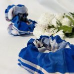 Scrunchie – růžovo modrá - čtvrtý obrázek z galerie