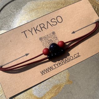 Gumička do vlasů s korálky – tmavá modrá - obrázek 4 z galerie