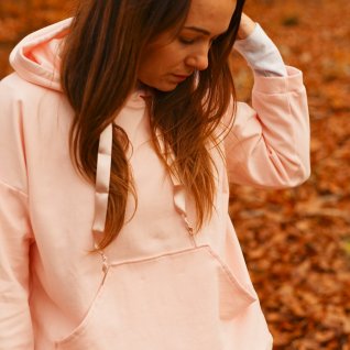 Basic mikina s kapucí – světlá růžová - obrázek 2 z galerie