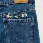 Vyšívané džíny #008 – modrá - čtvrtý obrázek z galerie