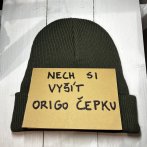 Vyšívaná bavlněná čepice na přání – Olivová - první obrázek z galerie