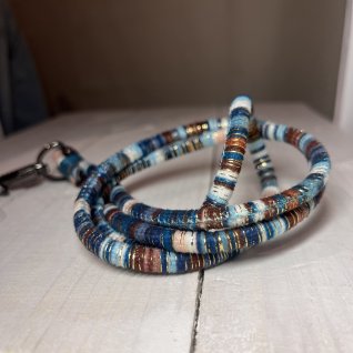 Boho popruh na telefon – modro-hnědá - obrázek 4 z galerie