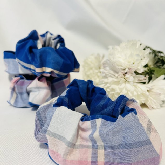 Scrunchie – růžovo modrá