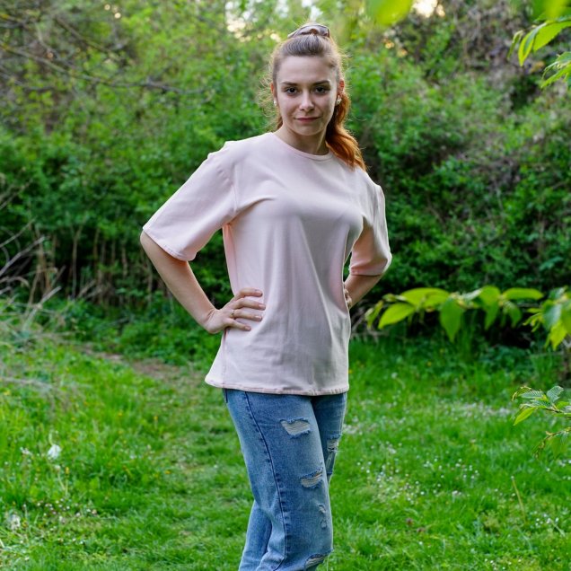 Tričko basic krátký rukáv – světlá růžová