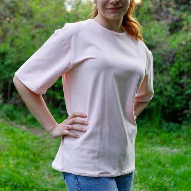 Tričko basic krátký rukáv – světlá růžová